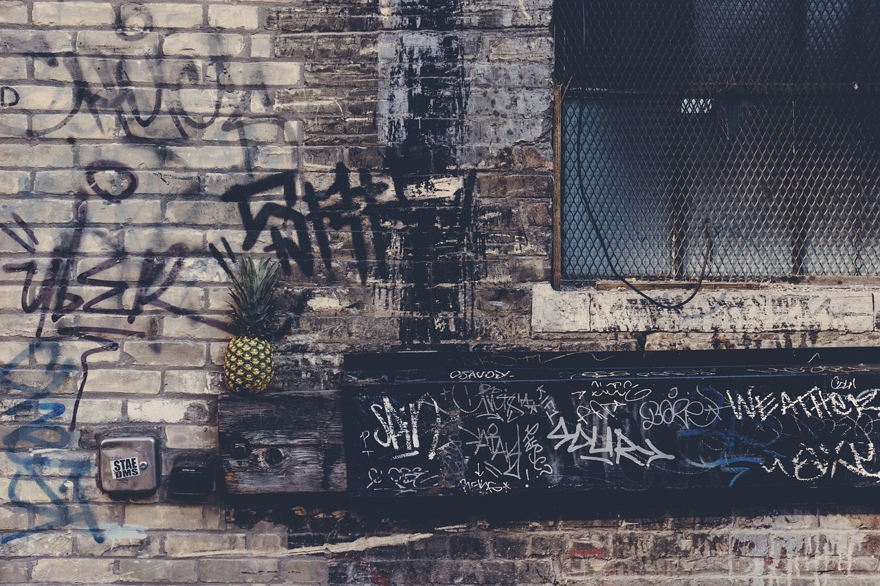 Orange County juvenile defense lawyer a brick wall with graffiti